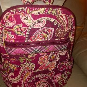 Vera Bradley Small Backpack Picadilly Plum red / pink paisley and plaid
